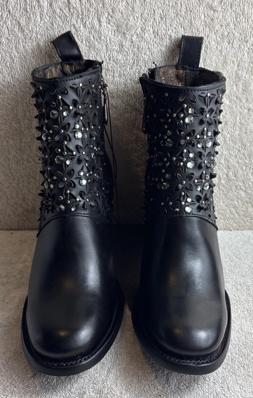Cuadra Ladies Crystalized Heeled Black Booties Size 6.5 M 34405